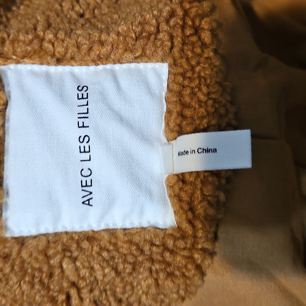 NWOT Anthropologie Avec Les Filles Teddy Sherpa Trucker Jacket in Caramel Brown - Picture 11 of 13